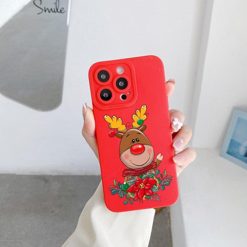 Winter Merry Christmas Case For iPhone 13 12 11 Pro Max Xr Xs X 8 7Plus Silicone Soft Cute Back Phone Cover Christmas Phone Case for Women Girls Soft Shockproof Protective Slim Case