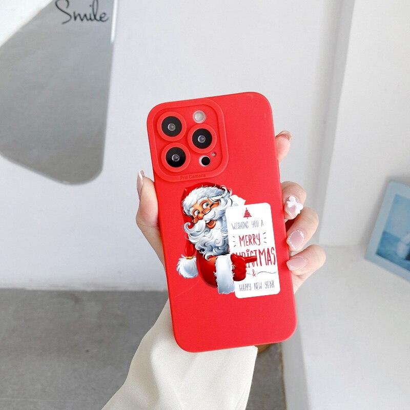 Winter Merry Christmas Case For iPhone 13 12 11 Pro Max Xr Xs X 8 7Plus Silicone Soft Cute Back Phone Cover Christmas Phone Case for Women Girls Soft Shockproof Protective Slim Case