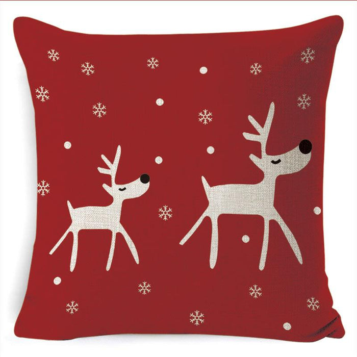 Winter Merry Christmas Cushion Cover Red Christmas Santa Claus Greeting Christmas Pillow Covers Red Plaid Pillow Covers Christmas Tree Snowflakes Text Pillow Cover