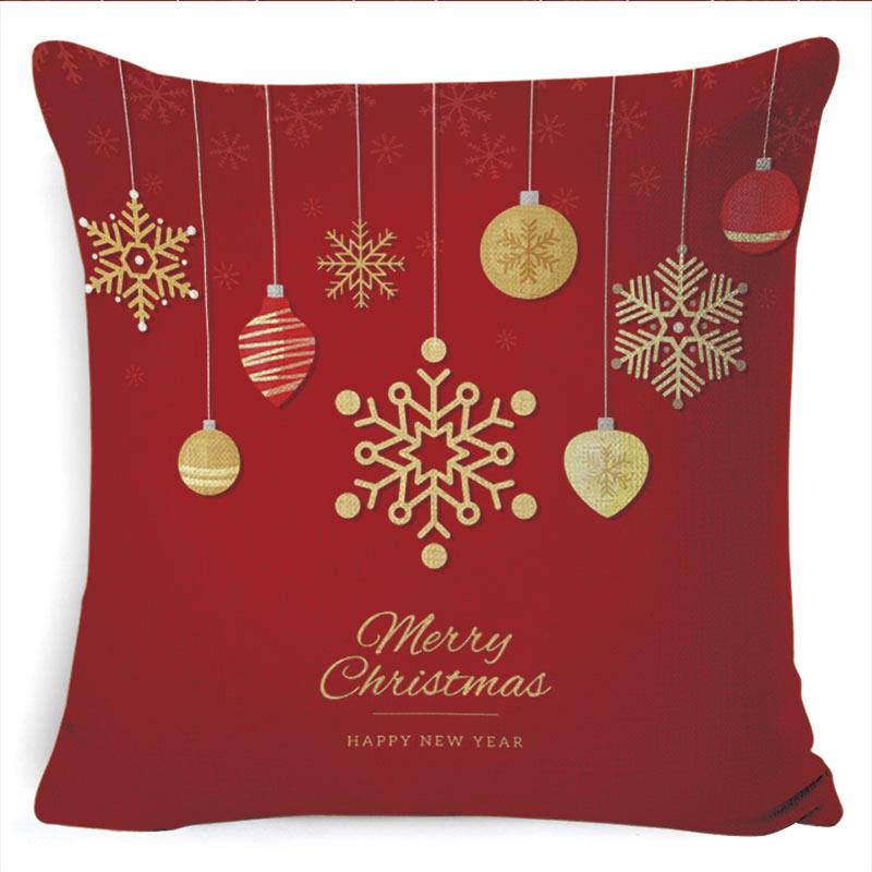 Winter Merry Christmas Cushion Cover Red Christmas Santa Claus Greeting Christmas Pillow Covers Red Plaid Pillow Covers Christmas Tree Snowflakes Text Pillow Cover