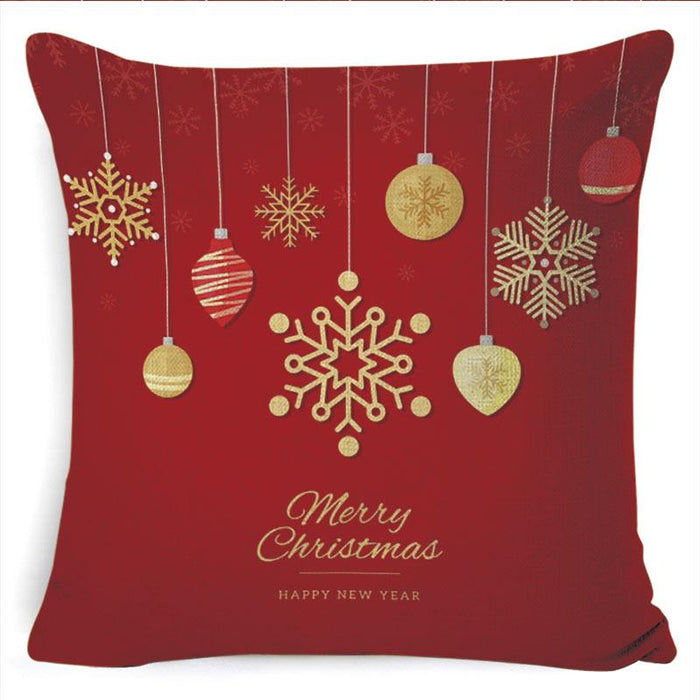 Winter Merry Christmas Cushion Cover Red Christmas Santa Claus Greeting Christmas Pillow Covers Red Plaid Pillow Covers Christmas Tree Snowflakes Text Pillow Cover