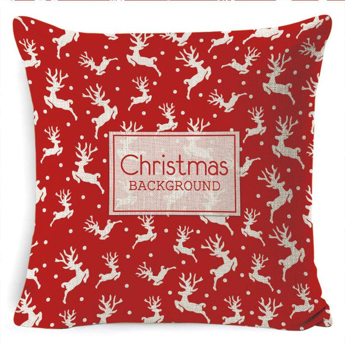 Winter Merry Christmas Cushion Cover Red Christmas Santa Claus Greeting Christmas Pillow Covers Red Plaid Pillow Covers Christmas Tree Snowflakes Text Pillow Cover