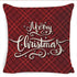 Winter Merry Christmas Cushion Cover Red Christmas Santa Claus Greeting Christmas Pillow Covers Red Plaid Pillow Covers Christmas Tree Snowflakes Text Pillow Cover