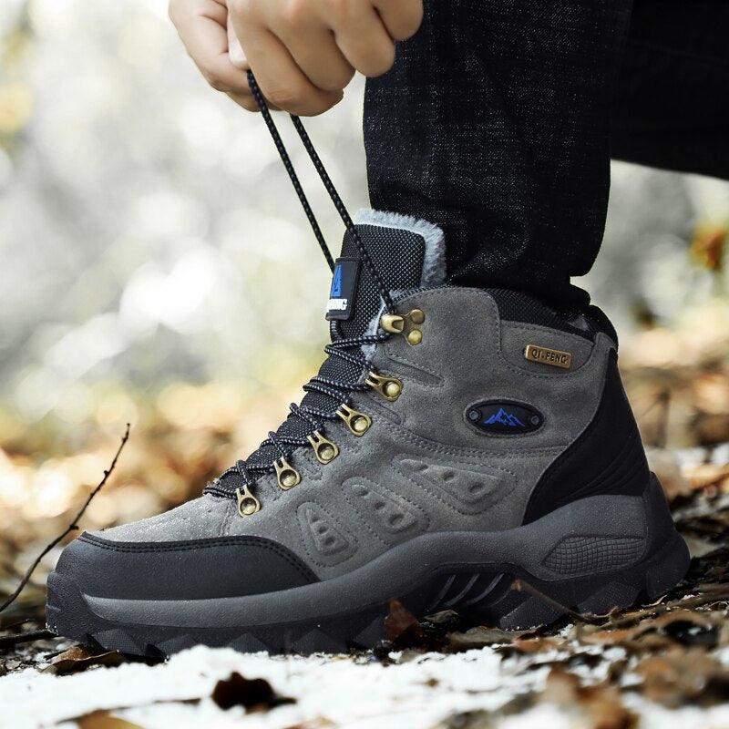 Winter Plush Warm Men's Boots Comfortable Non-slip Hiking Walking Boots Men's Outdoor Hunting Sports Snow Boots Waterproof Lightweight Warm Ankle Booties Comfortable Casual Hiking Boots