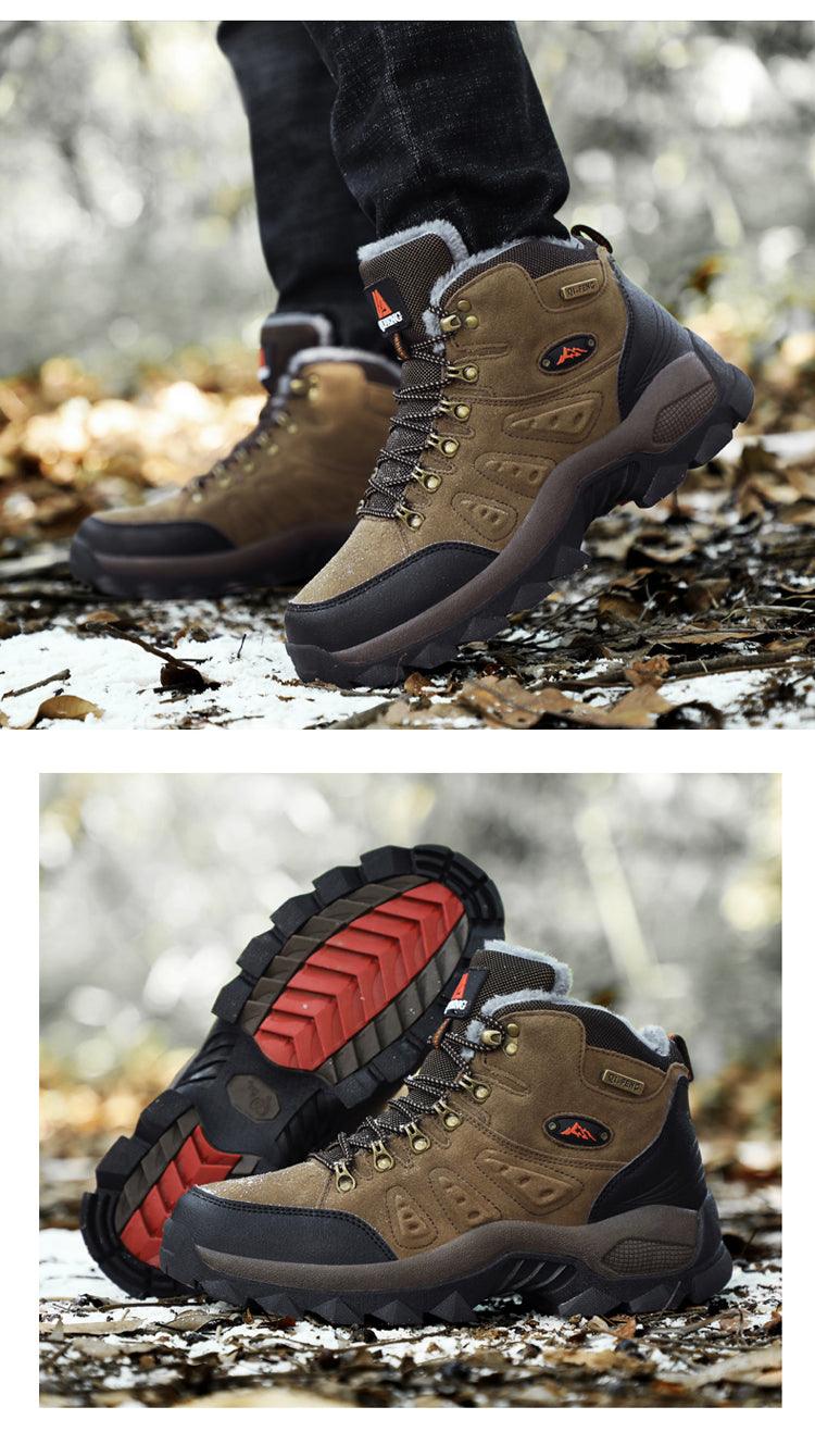 Winter Plush Warm Men's Boots Comfortable Non-slip Hiking Walking Boots Men's Outdoor Hunting Sports Snow Boots Waterproof Lightweight Warm Ankle Booties Comfortable Casual Hiking Boots