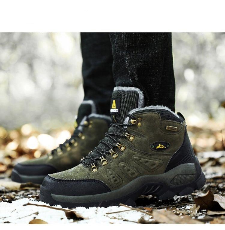 Winter Plush Warm Men's Boots Comfortable Non-slip Hiking Walking Boots Men's Outdoor Hunting Sports Snow Boots Waterproof Lightweight Warm Ankle Booties Comfortable Casual Hiking Boots