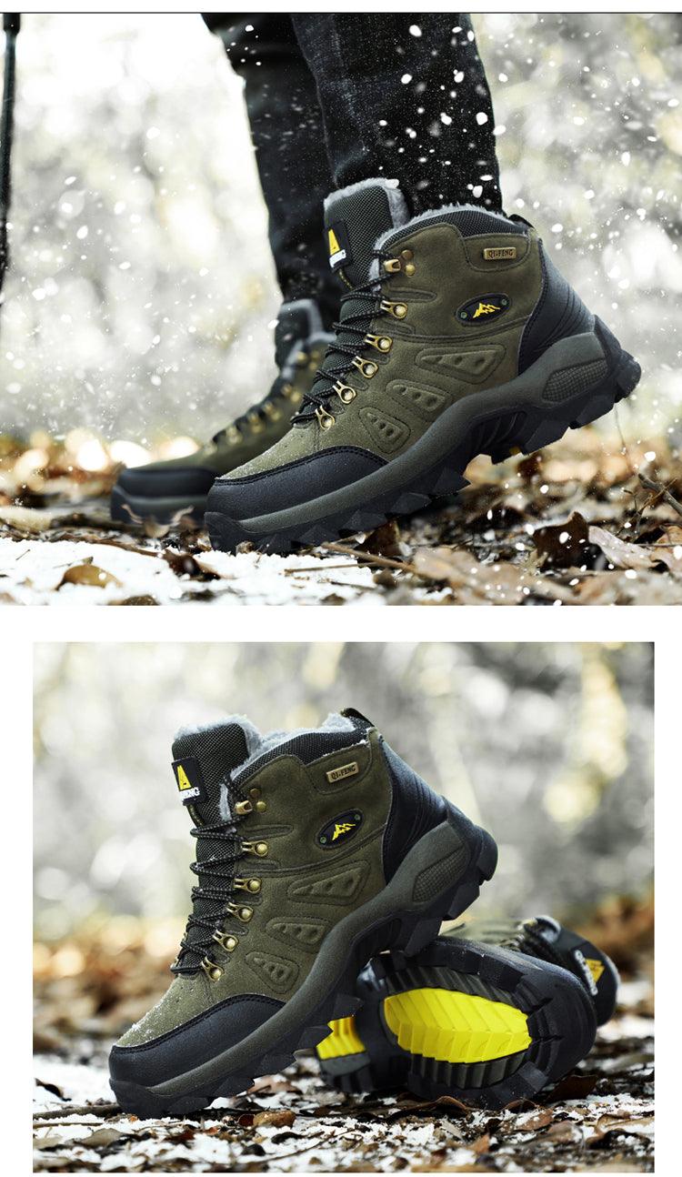 Winter Plush Warm Men's Boots Comfortable Non-slip Hiking Walking Boots Men's Outdoor Hunting Sports Snow Boots Waterproof Lightweight Warm Ankle Booties Comfortable Casual Hiking Boots