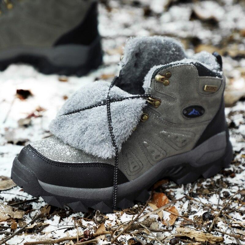 Winter Plush Warm Men's Boots Comfortable Non-slip Hiking Walking Boots Men's Outdoor Hunting Sports Snow Boots Waterproof Lightweight Warm Ankle Booties Comfortable Casual Hiking Boots