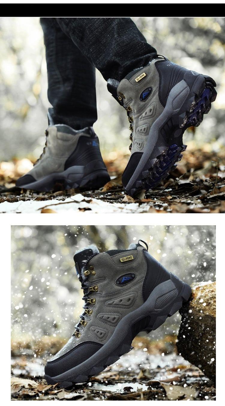 Winter Plush Warm Men's Boots Comfortable Non-slip Hiking Walking Boots Men's Outdoor Hunting Sports Snow Boots Waterproof Lightweight Warm Ankle Booties Comfortable Casual Hiking Boots