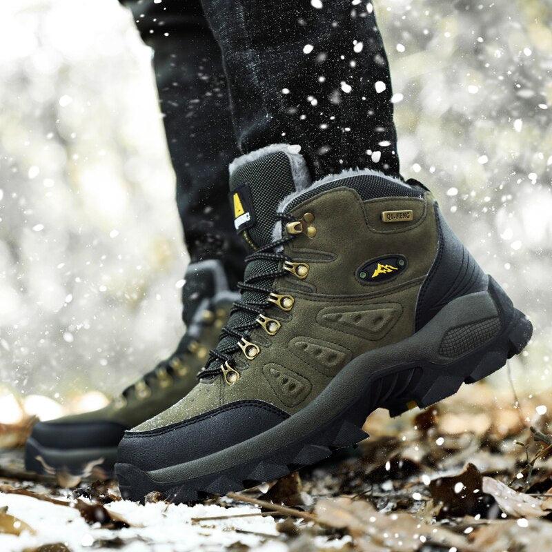 Winter Plush Warm Men's Boots Comfortable Non-slip Hiking Walking Boots Men's Outdoor Hunting Sports Snow Boots Waterproof Lightweight Warm Ankle Booties Comfortable Casual Hiking Boots