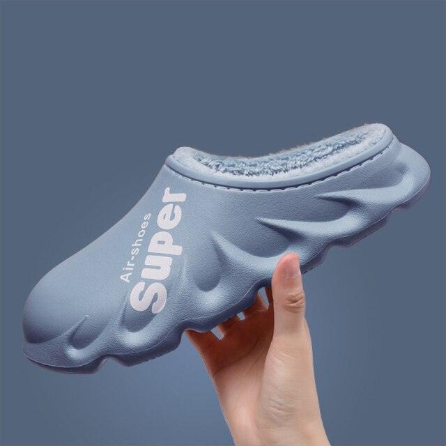 Winter Slippers Warm Men Shoes Waterproof Women Couples Non-Slip Plush Cotton Indoor Outdoor Cozy Home Autumn Thick Slippers Cozy Slip-On Memory Foam Fur House Slippers Warm Fleece Lining Indoor Outdoor Garden Bedroom Plush Shoes