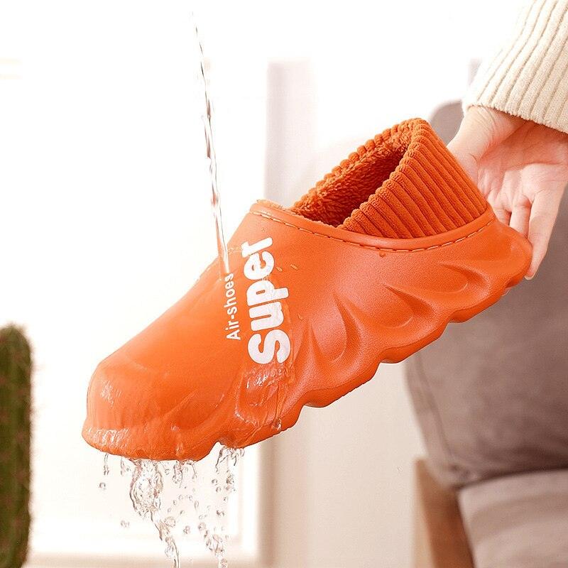 Winter Slippers Warm Men Shoes Waterproof Women Couples Non-Slip Plush Cotton Indoor Outdoor Cozy Home Autumn Thick Slippers Cozy Slip-On Memory Foam Fur House Slippers Warm Fleece Lining Indoor Outdoor Garden Bedroom Plush Shoes