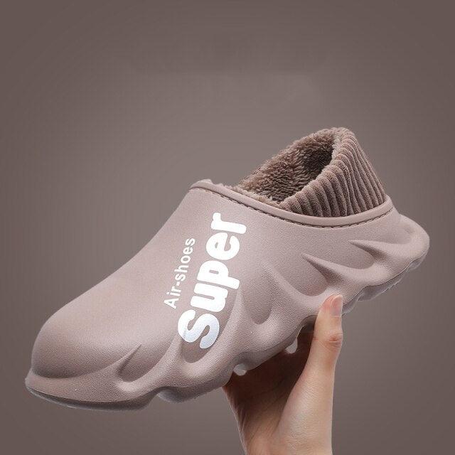 Winter Slippers Warm Men Shoes Waterproof Women Couples Non-Slip Plush Cotton Indoor Outdoor Cozy Home Autumn Thick Slippers Cozy Slip-On Memory Foam Fur House Slippers Warm Fleece Lining Indoor Outdoor Garden Bedroom Plush Shoes