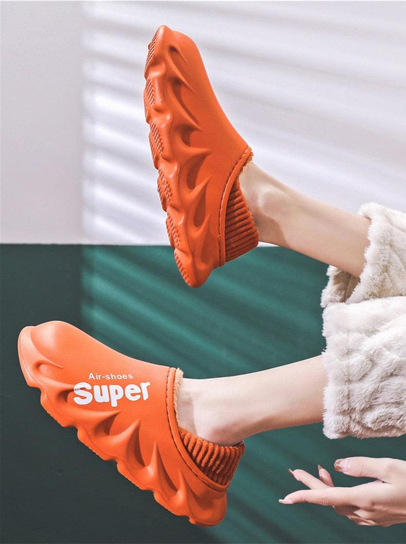 Winter Slippers Warm Men Shoes Waterproof Women Couples Non-Slip Plush Cotton Indoor Outdoor Cozy Home Autumn Thick Slippers Cozy Slip-On Memory Foam Fur House Slippers Warm Fleece Lining Indoor Outdoor Garden Bedroom Plush Shoes