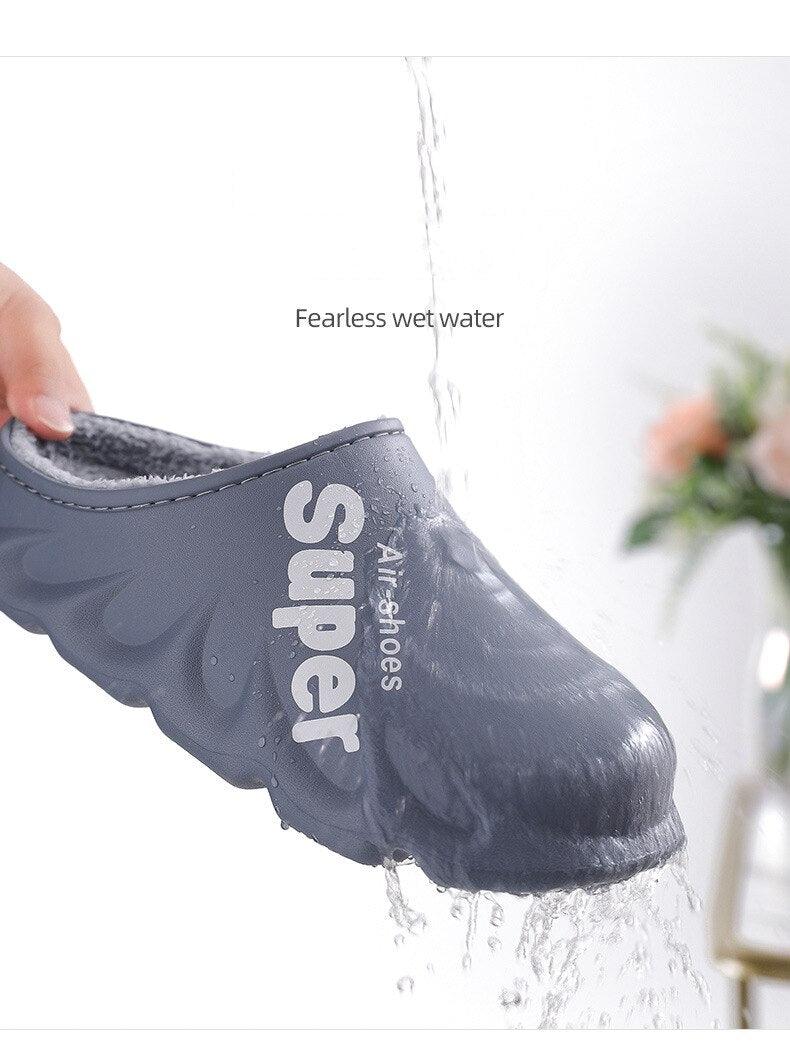 Winter Slippers Warm Men Shoes Waterproof Women Couples Non-Slip Plush Cotton Indoor Outdoor Cozy Home Autumn Thick Slippers Cozy Slip-On Memory Foam Fur House Slippers Warm Fleece Lining Indoor Outdoor Garden Bedroom Plush Shoes