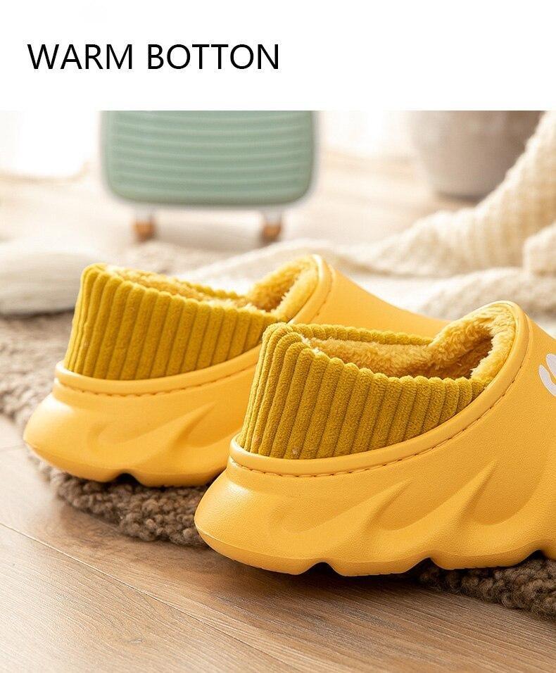 Winter Slippers Warm Men Shoes Waterproof Women Couples Non-Slip Plush Cotton Indoor Outdoor Cozy Home Autumn Thick Slippers Cozy Slip-On Memory Foam Fur House Slippers Warm Fleece Lining Indoor Outdoor Garden Bedroom Plush Shoes