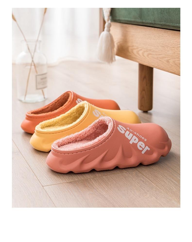 Winter Slippers Warm Men Shoes Waterproof Women Couples Non-Slip Plush Cotton Indoor Outdoor Cozy Home Autumn Thick Slippers Cozy Slip-On Memory Foam Fur House Slippers Warm Fleece Lining Indoor Outdoor Garden Bedroom Plush Shoes