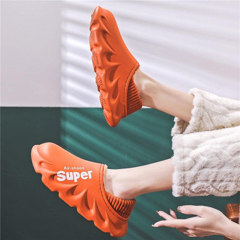 Winter Slippers Warm Men Shoes Waterproof Women Couples Non-Slip Plush Cotton Indoor Outdoor Cozy Home Autumn Thick Slippers Cozy Slip-On Memory Foam Fur House Slippers Warm Fleece Lining Indoor Outdoor Garden Bedroom Plush Shoes