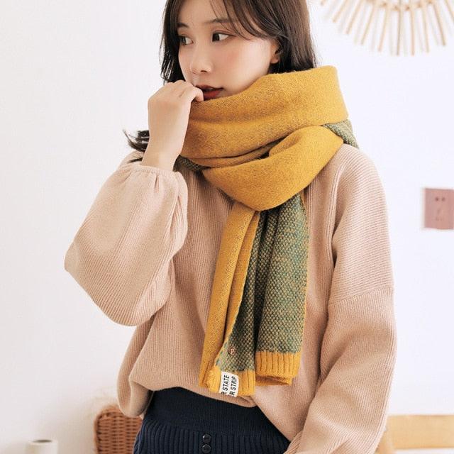 Winter Soft Solid Thicken Soft Lightweight  Warm Scarf Cashmere Scarves Pashmina Shawls Wraps Scarves Pashmina Shawls Wraps Knitted Wool Long Scarf Women