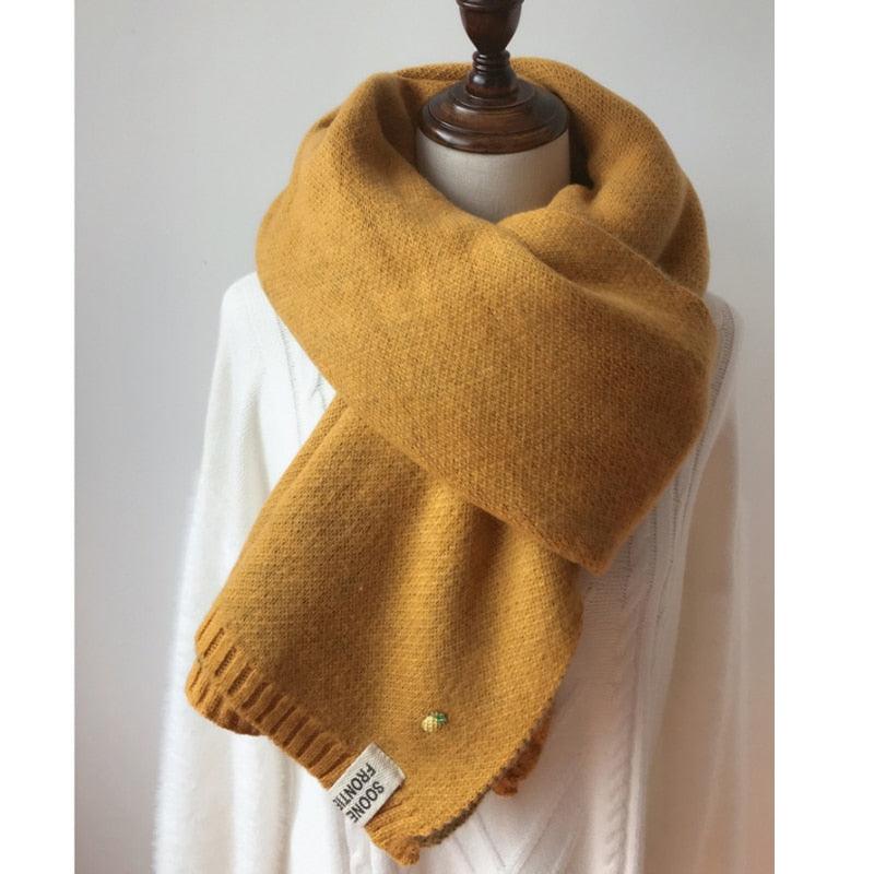 Winter Soft Solid Thicken Soft Lightweight  Warm Scarf Cashmere Scarves Pashmina Shawls Wraps Scarves Pashmina Shawls Wraps Knitted Wool Long Scarf Women