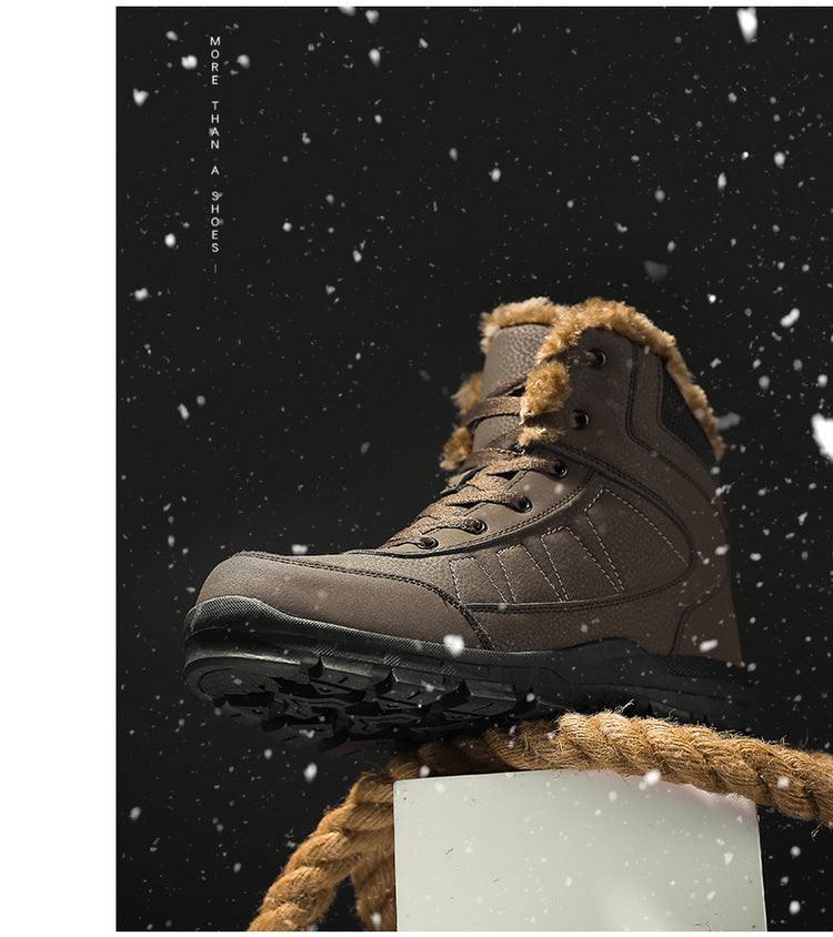 Winter Unisex Waterproof Warm Boots Fur Snow Soft Comfortable Boots Outdoor Winter Work Casual Mens Ankle Boots Winter Snow Boots Warm Fur Non Slip Ankle Hiking Climping Booties