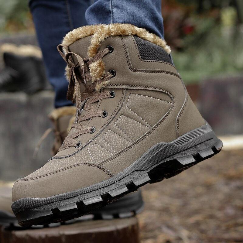 Winter Unisex Waterproof Warm Boots Fur Snow Soft Comfortable Boots Outdoor Winter Work Casual Mens Ankle Boots Winter Snow Boots Warm Fur Non Slip Ankle Hiking Climping Booties