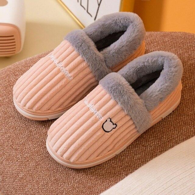 Winter Warm Home Slippers Women Cat Non-Slip Home Shoes Indoor Floor Bedroom Couple Plush House Slippers Comfort Plush Cute House Lucky Cat Warm Indoor Home Shoes