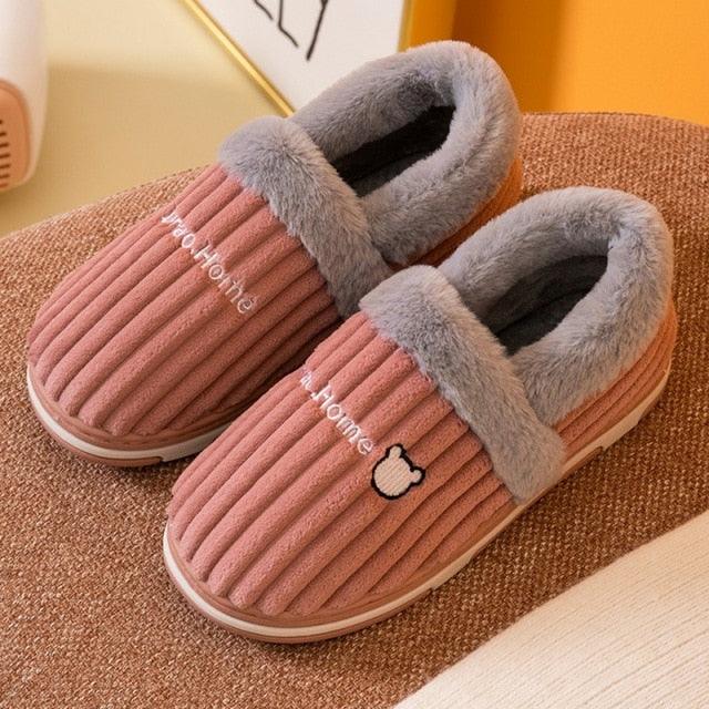 Winter Warm Home Slippers Women Cat Non-Slip Home Shoes Indoor Floor Bedroom Couple Plush House Slippers Comfort Plush Cute House Lucky Cat Warm Indoor Home Shoes