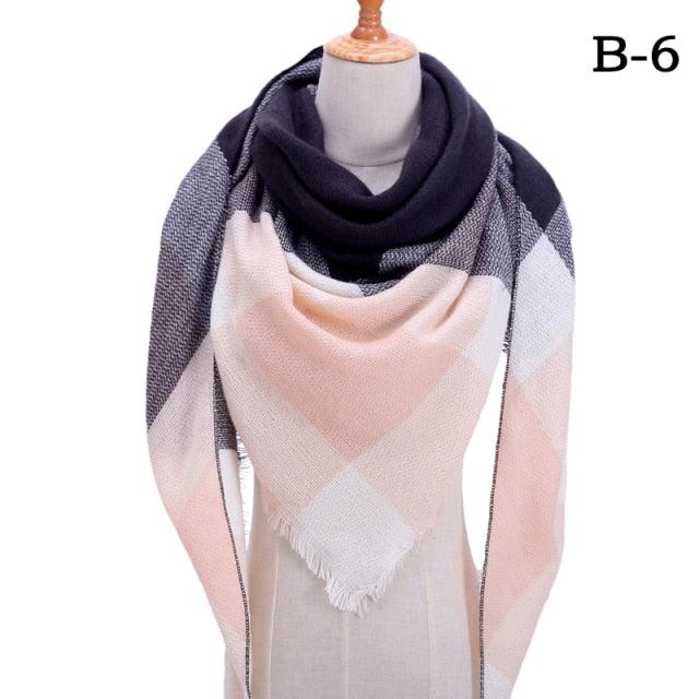 Winter Warm Soft Bandana Plaid Warm Headwear Triangle Scarves Scarf Cashmere Scarf Knit Wraps Shawls Hijabs Shawls Escharpe Elegant Cashmere Scarf Head Wrap Bandana Blanket Shawls Wraps For Female