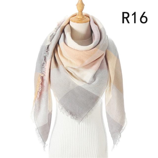 Winter Warm Soft Bandana Plaid Warm Headwear Triangle Scarves Scarf Cashmere Scarf Knit Wraps Shawls Hijabs Shawls Escharpe Elegant Cashmere Scarf Head Wrap Bandana Blanket Shawls Wraps For Female