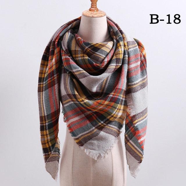 Winter Warm Soft Bandana Plaid Warm Headwear Triangle Scarves Scarf Cashmere Scarf Knit Wraps Shawls Hijabs Shawls Escharpe Elegant Cashmere Scarf Head Wrap Bandana Blanket Shawls Wraps For Female