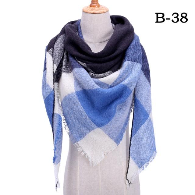 Winter Warm Soft Bandana Plaid Warm Headwear Triangle Scarves Scarf Cashmere Scarf Knit Wraps Shawls Hijabs Shawls Escharpe Elegant Cashmere Scarf Head Wrap Bandana Blanket Shawls Wraps For Female