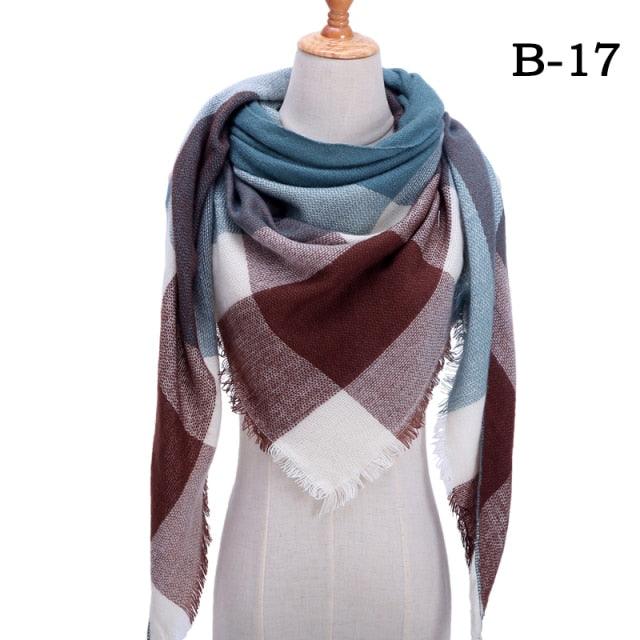 Winter Warm Soft Bandana Plaid Warm Headwear Triangle Scarves Scarf Cashmere Scarf Knit Wraps Shawls Hijabs Shawls Escharpe Elegant Cashmere Scarf Head Wrap Bandana Blanket Shawls Wraps For Female