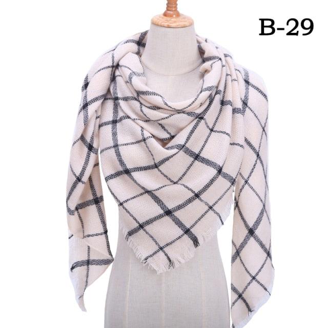 Winter Warm Soft Bandana Plaid Warm Headwear Triangle Scarves Scarf Cashmere Scarf Knit Wraps Shawls Hijabs Shawls Escharpe Elegant Cashmere Scarf Head Wrap Bandana Blanket Shawls Wraps For Female