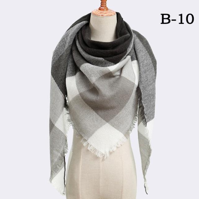 Winter Warm Soft Bandana Plaid Warm Headwear Triangle Scarves Scarf Cashmere Scarf Knit Wraps Shawls Hijabs Shawls Escharpe Elegant Cashmere Scarf Head Wrap Bandana Blanket Shawls Wraps For Female