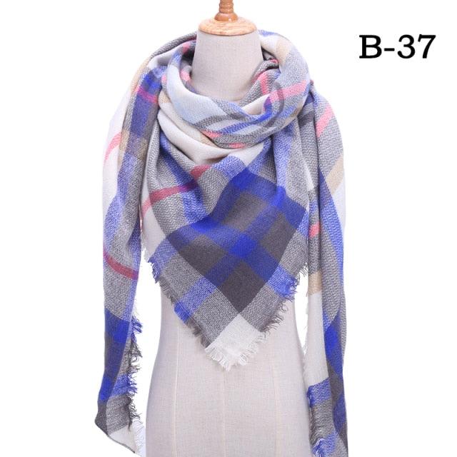 Winter Warm Soft Bandana Plaid Warm Headwear Triangle Scarves Scarf Cashmere Scarf Knit Wraps Shawls Hijabs Shawls Escharpe Elegant Cashmere Scarf Head Wrap Bandana Blanket Shawls Wraps For Female