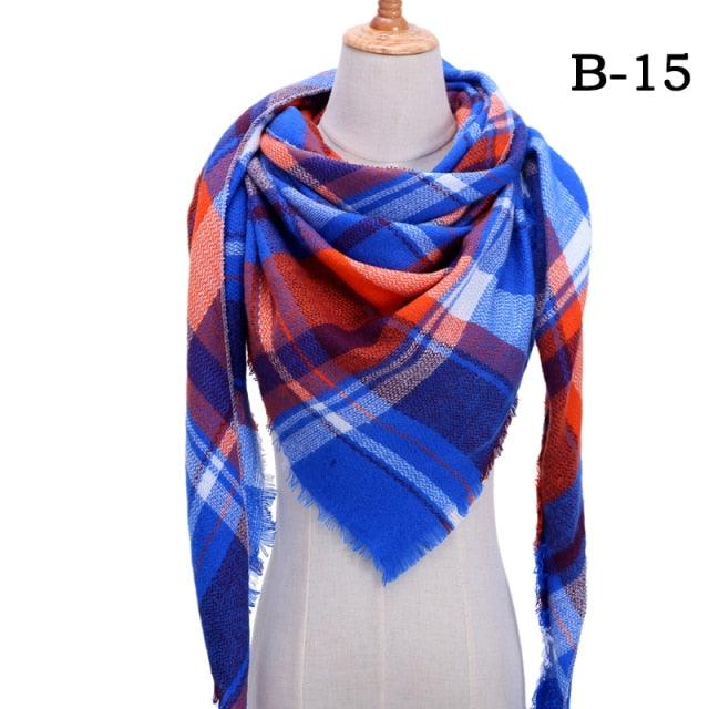 Winter Warm Soft Bandana Plaid Warm Headwear Triangle Scarves Scarf Cashmere Scarf Knit Wraps Shawls Hijabs Shawls Escharpe Elegant Cashmere Scarf Head Wrap Bandana Blanket Shawls Wraps For Female