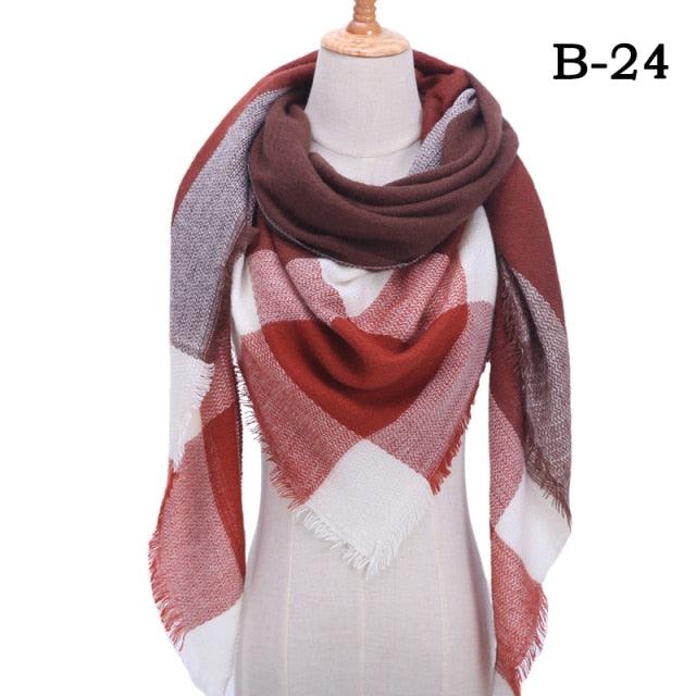 Winter Warm Soft Bandana Plaid Warm Headwear Triangle Scarves Scarf Cashmere Scarf Knit Wraps Shawls Hijabs Shawls Escharpe Elegant Cashmere Scarf Head Wrap Bandana Blanket Shawls Wraps For Female