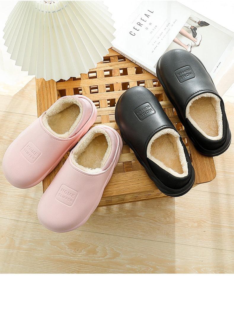 Winter Waterproof Home Slippers Womens New Plush Warm House Soft Slippers Non-Slip Memory Foam Couples Shoes Women's Cozy Warm Slippers Memory Foam Indoor Outdoor Winter Slippers