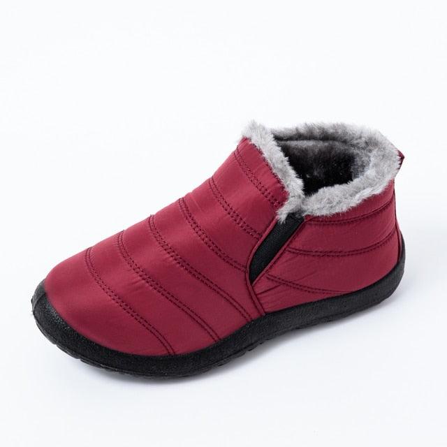 Winter Women Boots Waterproof Snow Shoes Flat Casual Winter Soft Shoes Ankle Boots For Women Snow Boots Winter Slip On Ankle Comfortable Booties Anti-Slip Water Resistant Fully Fur Lined Outdoor Shoes