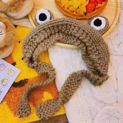 Winter Women Frog Crochet Knitted Hat Hip Hop Skellies Beanies Streetwear Costume Accessory Gift Warm Party Bonnets Cap Kids Knitted Beanie Hat Cute Frog Cartoon Winter Warmer Cap with Big Eyes for Baby Boys Girls