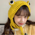 Winter Women Frog Crochet Knitted Hat Hip Hop Skellies Beanies Streetwear Costume Accessory Gift Warm Party Bonnets Cap Kids Knitted Beanie Hat Cute Frog Cartoon Winter Warmer Cap with Big Eyes for Baby Boys Girls