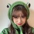 Winter Women Frog Crochet Knitted Hat Hip Hop Skellies Beanies Streetwear Costume Accessory Gift Warm Party Bonnets Cap Kids Knitted Beanie Hat Cute Frog Cartoon Winter Warmer Cap with Big Eyes for Baby Boys Girls