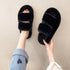 Winter Women House Furry Slippers Fashion Faux Fur Warm Shoes Slip On Flats Home Slides Plush Indoor Furry Cozy Open Toe House Shoes Indoor Outdoor Faux Fur Warm Comfy Slippers