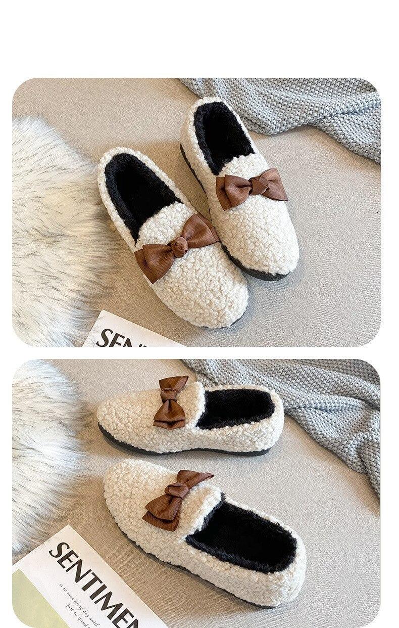 Winter Women's Shoes New Plush Shoes Plush Warm Casual And Cotton Shoes Memory Foam Plush Lined House Shoes Indoor Outdoor Anti-Skid Rubber Sole Shoes