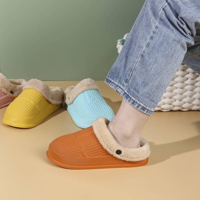 Winter Women's Slippers Warm Clogs Sandals Waterproof Slippers For Women Waterproof Slippers Fur Lined Clogs Winter Garden Shoes Warm House Family Women Shoes