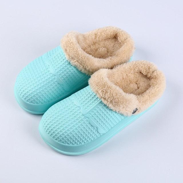 Winter Women's Slippers Warm Clogs Sandals Waterproof Slippers For Women Waterproof Slippers Fur Lined Clogs Winter Garden Shoes Warm House Family Women Shoes