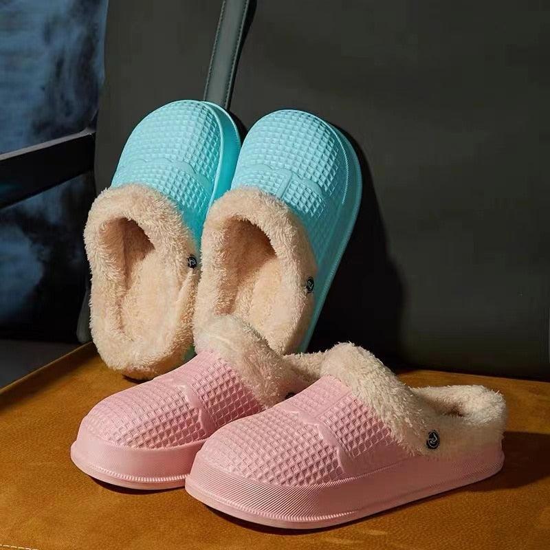 Winter Women's Slippers Warm Clogs Sandals Waterproof Slippers For Women Waterproof Slippers Fur Lined Clogs Winter Garden Shoes Warm House Family Women Shoes