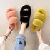 Winter Women Slippers Flat Casual Shoes Women Slippers Furry Slippers Thick Bottom Home Soft Slippers Faux Fur Slippers Comfy Open Toe Two Band Slides With Fleece Lining And Rubber Sole