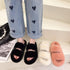 Winter Women Slippers Flat Casual Shoes Women Slippers Furry Slippers Thick Bottom Home Soft Slippers Faux Fur Slippers Comfy Open Toe Two Band Slides With Fleece Lining And Rubber Sole